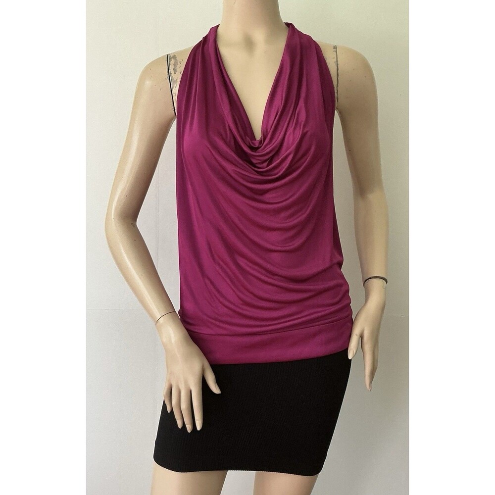 NEW DIANE VON FURSTENBERG (Size S) Ines Cowl Neck Top, Lotus Berry
